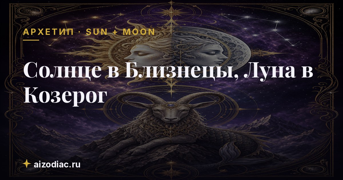 Солнце в Близнецы, Луна в Козерог — характер, любовь, работа