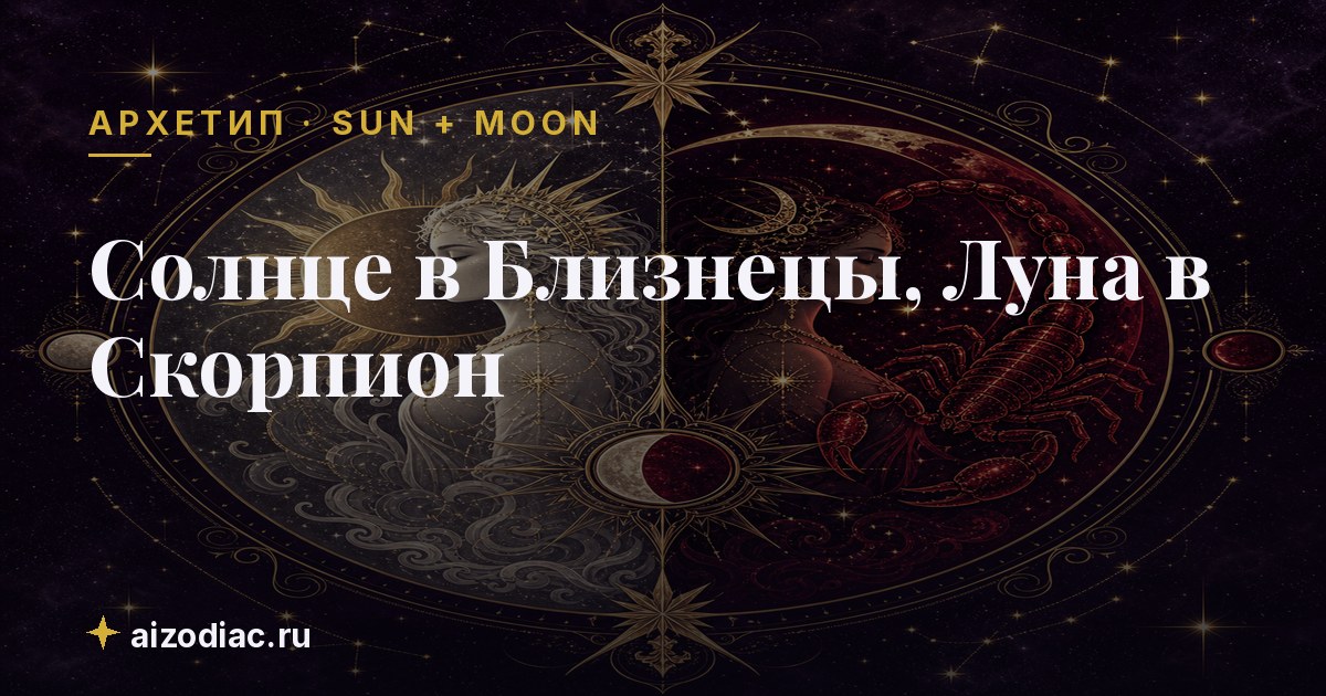 Солнце в Близнецы, Луна в Скорпион — характер, любовь, работа
