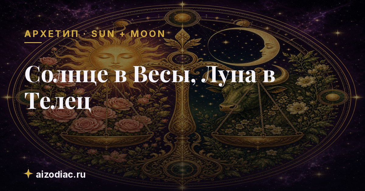 Солнце в Весы, Луна в Телец — характер, любовь, работа