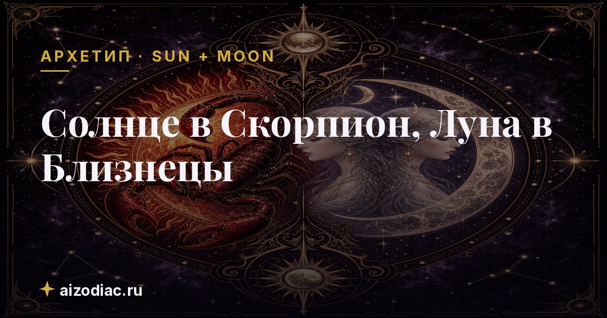 Солнце в Скорпион, Луна в Близнецы — характер, любовь, работа