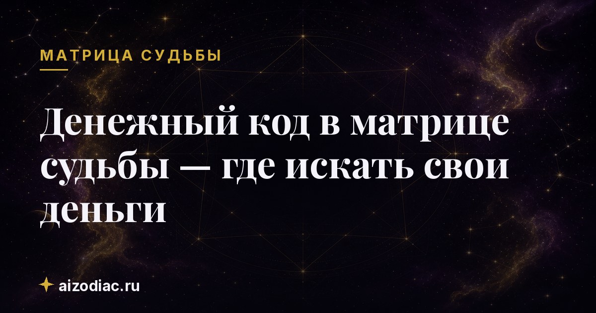 Денежный код в матрице судьбы — где искать свои деньги