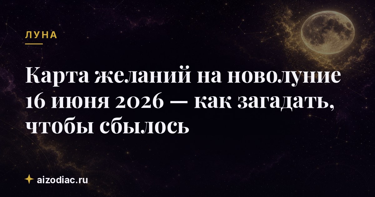Карта желаний на новолуние 16 июня 2026 — как загадать, чтобы сбылось