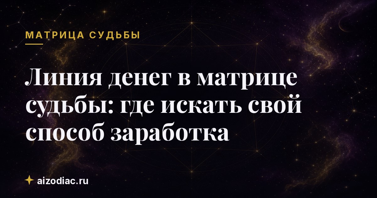 Линия денег в матрице судьбы: где искать свой способ заработка